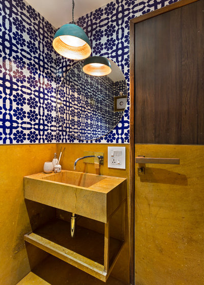 Contemporary Powder Room by Studio Nishita Kamdar