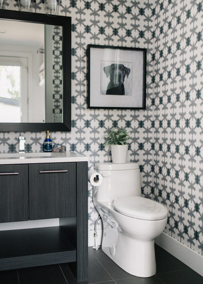 Transitional Powder Room by Kresswell Interiors