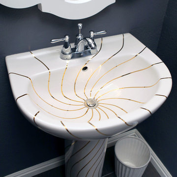 Top view of the Gold Swirling Lines Painted Sink