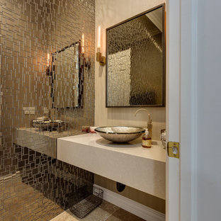 75 Most Popular Cloakroom with Mosaic Tiles and Beige ...