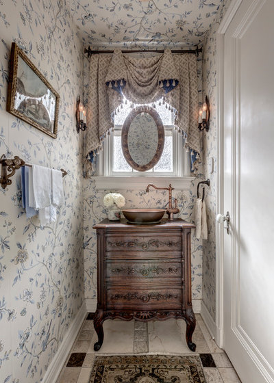 American Traditional Powder Room by Linda Fritschy Interior Design