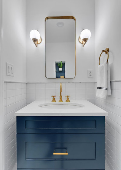Transitional Powder Room by Gallery KBNY