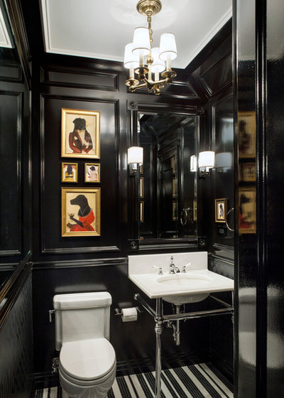 Traditional Powder Room by Ofer Wolberger, LTD.