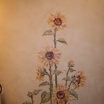 Tuscan Powder Room with Sunflower Mural