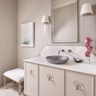 Inspiration for a transitional powder room remodel in Houston