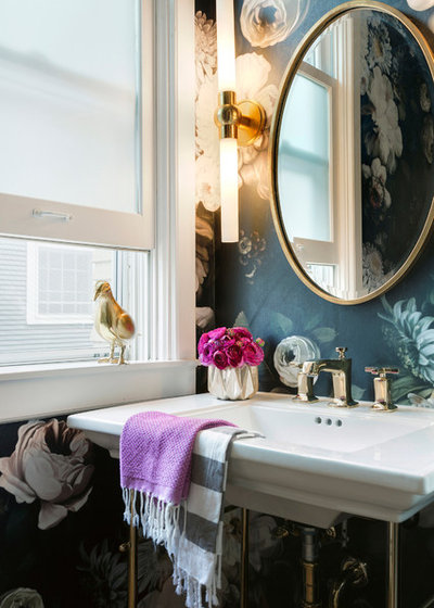 Transitional Powder Room by Lucy Interior Design