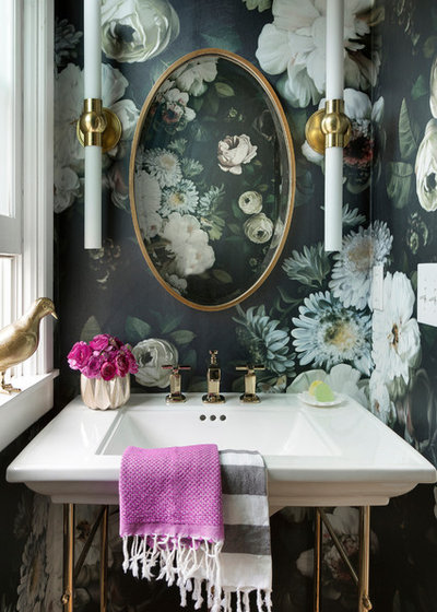 Transitional Powder Room by Lucy Interior Design