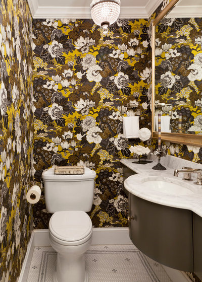 Traditional Powder Room by Duet Design Group