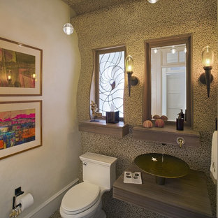 Idées déco pour un WC et toilettes victorien avec une vasque et une plaque de galets.