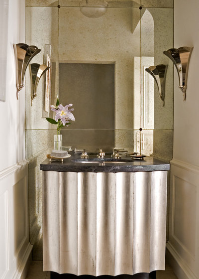 Transitional Powder Room by Studio William Hefner