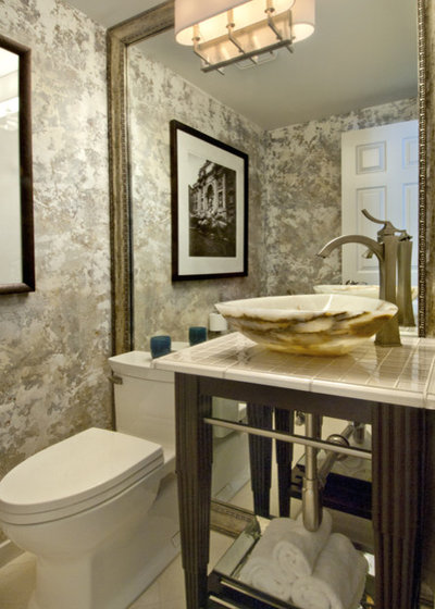 Transitional Powder Room by Beverly Bradshaw Interiors