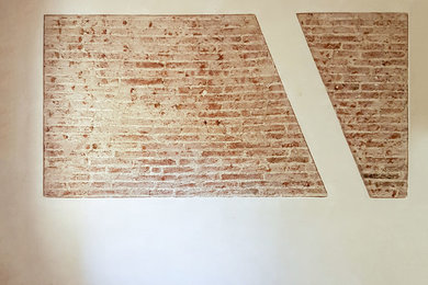 バルセロナにある低価格の中くらいなトランジショナルスタイルのおしゃれなオープンリビング (白い壁、淡色無垢フローリング、茶色い床) の写真