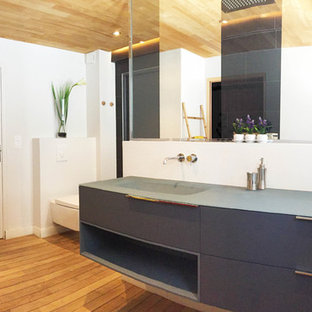 75+ Bäder mit Schieferfliesen und Glaswaschbecken/Glaswaschtisch Ideen