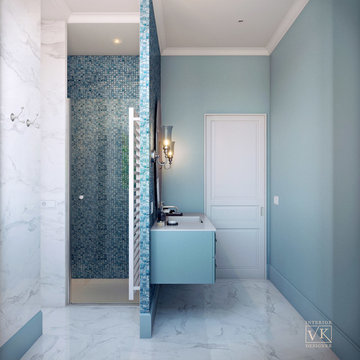 Salle da bain, couleur bleu