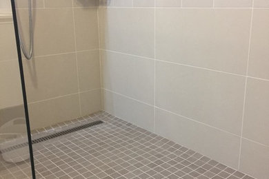 Imagen de cuarto de baño de tamaño medio con aseo y ducha