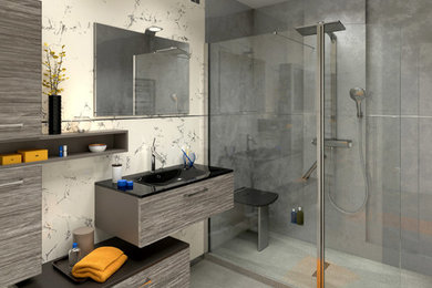 This is an example of a large modern bathroom in Paris.