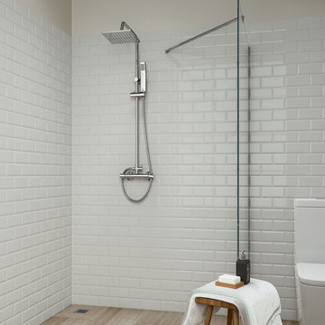 Square 200mm Exposed Shower Kit with Hand Held