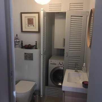 Toilettes avec chaudière et lave-linge intégrées