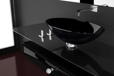 Vasque à poser Collier de Glass Design en cristal noir 24% Pb