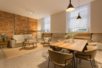 Inspiration for a medium sized scandinavian open plan living room in Madrid.