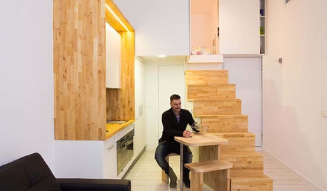 Casas Houzz: Un loft de 28 metros cuadrados articulado por una escalera
