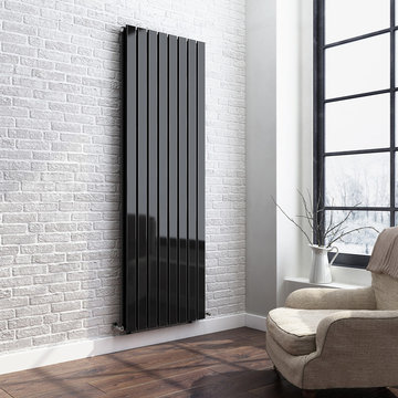 1800x608mm Black Double Flat Panel Vertical Radiator - Thera Range