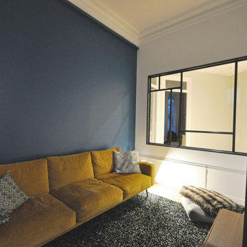 Aménagement de salon avec création de verrière d'appartement haussmannien à Lyon