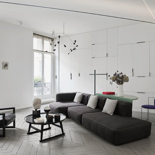 Cette photo montre un petit salon scandinave.