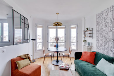 This is an example of a midcentury living room in Paris.