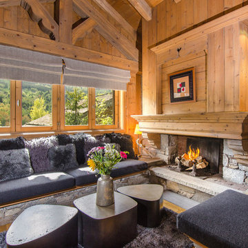 Chalet à Méribel, domaine des 3 vallées, salon au coin du feu
