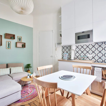 75 Scandinavian Living Space with Green Walls Ideas You'll Love - December,  2022 | Houzz
