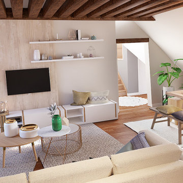 Proposition 3D salon d'un appartement familial en centre ville