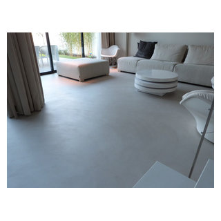 rénovation d'un sol carrelé par une résine effet béton ciré - Contemporary  - Living Room - Lille - by variance patine nord | Houzz