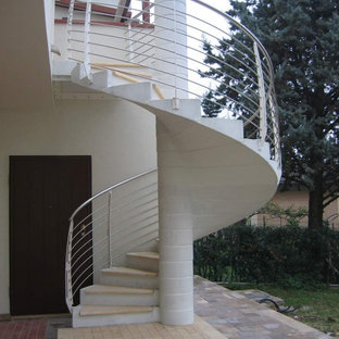 Scala in ca prefabbricato, pedata marmo, ringhiera anti salita