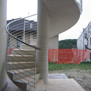 Scala in ca prefabbricato, pedata marmo, ringhiera anti salita