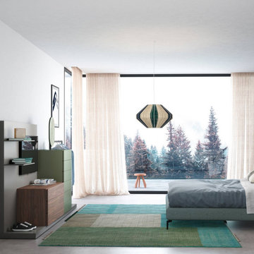 Designer Schlafzimmer mit großem Terrassenfenster