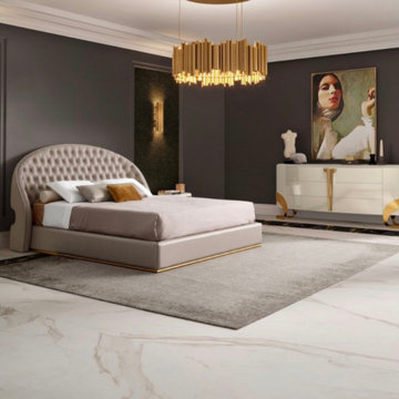 Luxury - Pur....Design-Bett mit edlen Stoffen in Knopf-Optik gepolstert