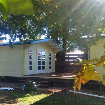 Twin backyard cabin as private martial arts studio in Armidale