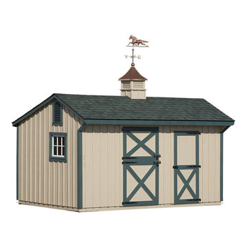 1 Stall 1 Tack Room Shed Row Horse Barn with Cupola and Horse Weathervane