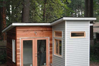 Inspiration for a contemporary shed remodel in Portland
