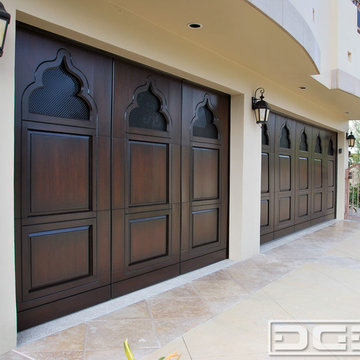 Borrowed Indian Architectural Details on a Custom Wood Garage Door