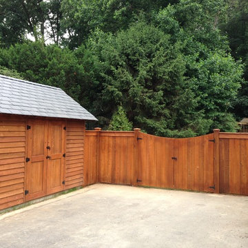 Cedar Fence with Matching Shed