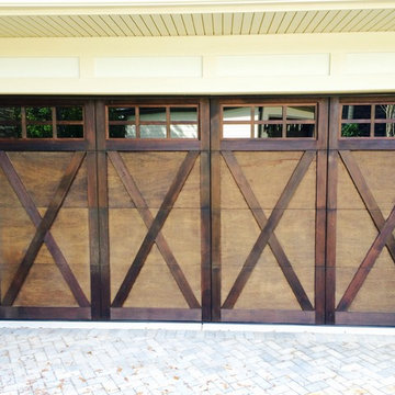 Flush Wood Garage Doors With Cedar Trim Boards