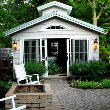 Garden Room opens out to patio with fire pit.