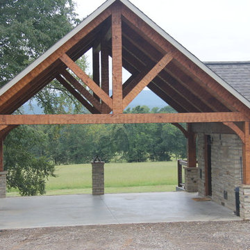 Hand hewn timber frame carport