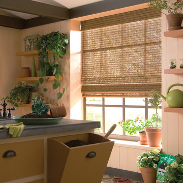 Hunter Douglas Provenance Woven Wood Roman Shade in Garden Room