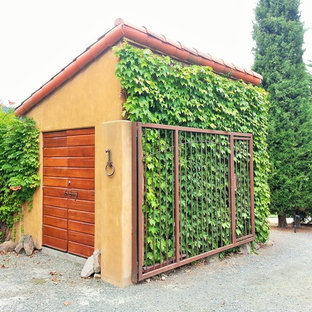 Photo of a mid-sized mediterranean detached garden shed in San Francisco.