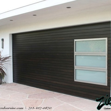 Modern Wood & Glass Garage Door