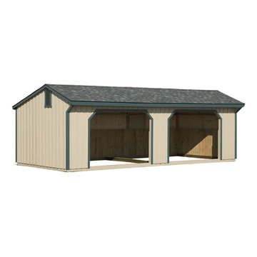 Painted Run-In Shed  Horse Barn with 2 bays