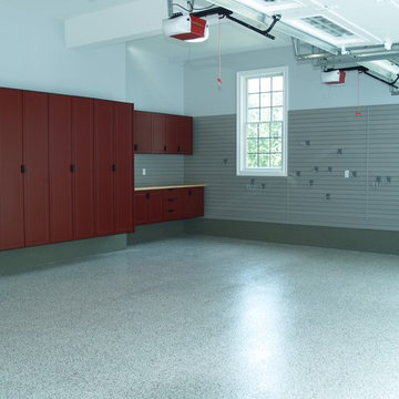 Redline Garage Cabinets, Slat Wall, LCG Custom Floor
